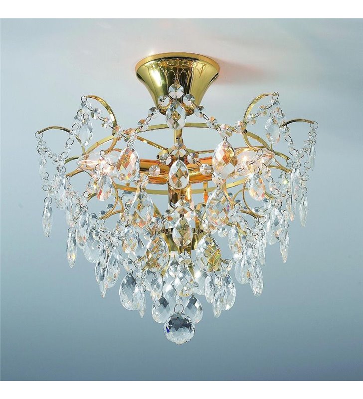 Kryształowa lampa sufitowa Rosendal - złoty