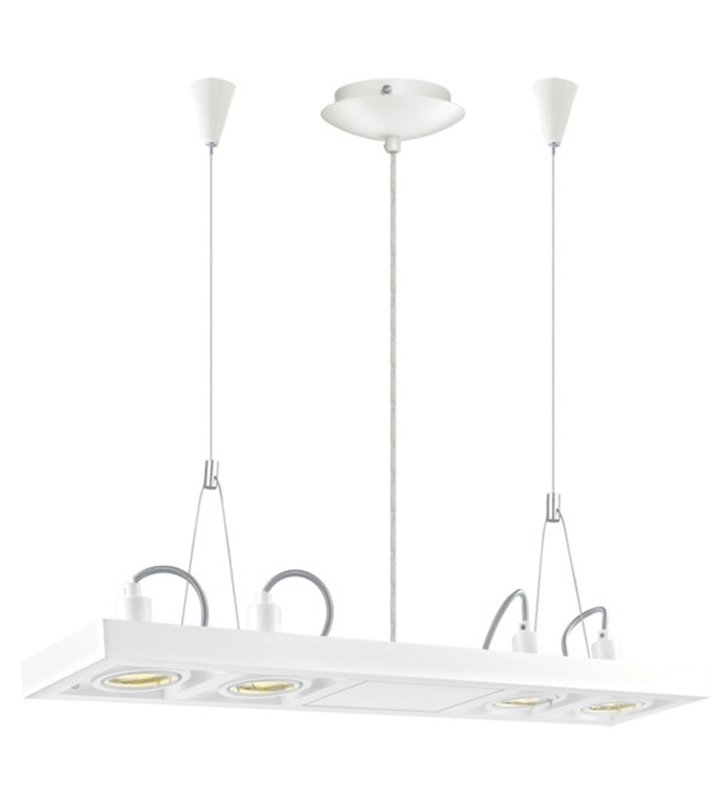 Lampa wisząca Vectus biała z 4 punktami świetlnymi np. do biura kuchni
