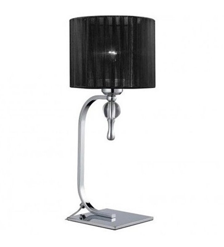 Lampa stołowa Impress czarna z abażurem do sypialni salonu na komodę stolik nocny