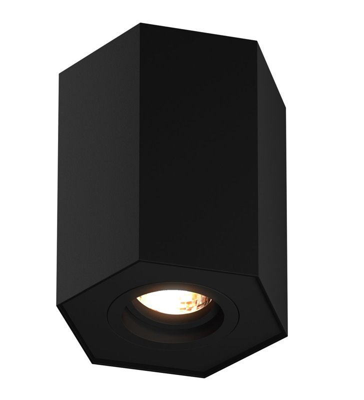 Lampa sufitowa Polygon ruchoma czarna nowoczesna sześciokątna