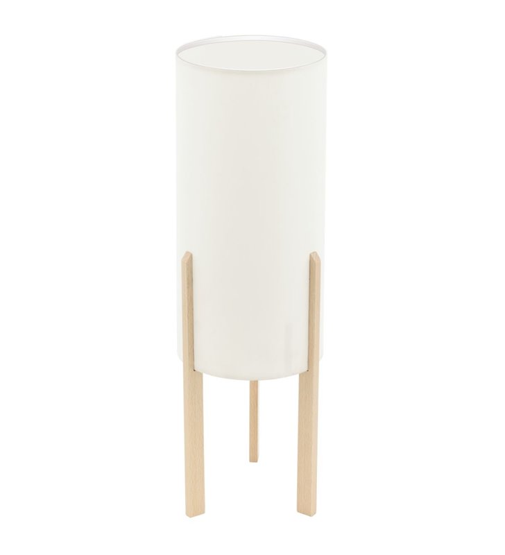 50cm beżowa lampa stołowa na drewnianych nogach Compodino styl eko skandynawski