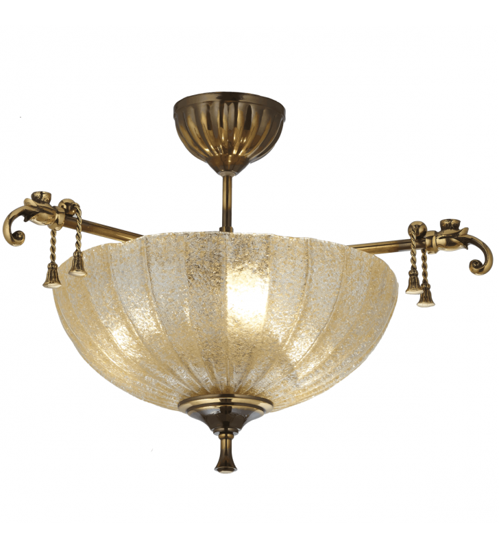 Klasyczna lampa sufitowa do wnętrz klasycznych i stylowych Granada patyna połysk szkło ecru