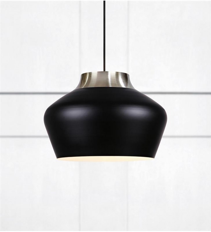 Lampa wisząca Kom czarna ze stalowym wykończeniem 31cm długa 2m nowoczesna